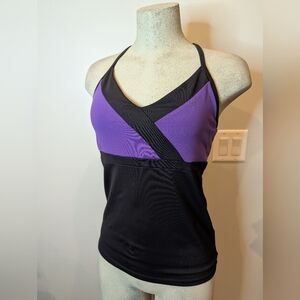 Echo Rain Active Tank With Bra, Purple & Black Made in Canada Sz M